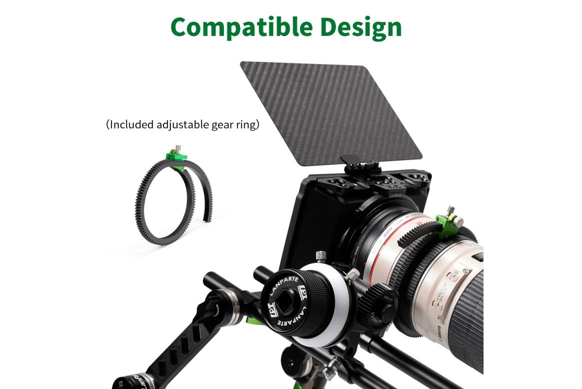 Lanparte Follow Focus Lightweigh A/B Stops & 15mm Rod Clamp and Snap-on Gear Ring Belt for DLSRs and Mirrorless Cameras(FF-03)
